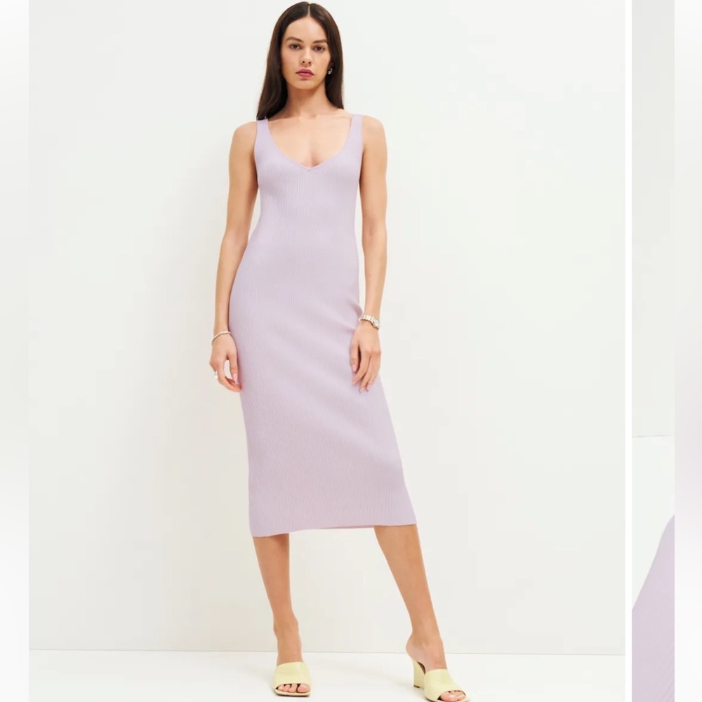 Reformation Heron Cotton Sweater Dress Foxglove - Size S NWT